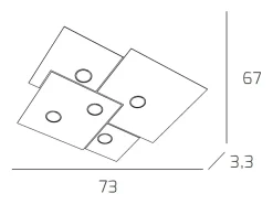Lámpara de techo cuadrada Toplight Plate de 5 luces con casquillo GX53, estructura antracita, diseño moderno 73x67x3cm