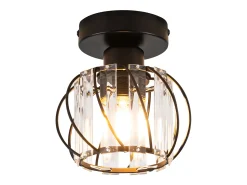 Lámpara de techo de cristal negro moderna NETTLIFE E27, lámpara de cocina vintage con marco de metal