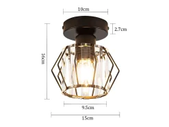Lámpara de techo de cristal negro moderna NETTLIFE E27, lámpara de cocina vintage con marco de metal