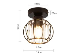 Lámpara de techo de cristal negro moderna NETTLIFE E27, lámpara de cocina vintage con marco de metal