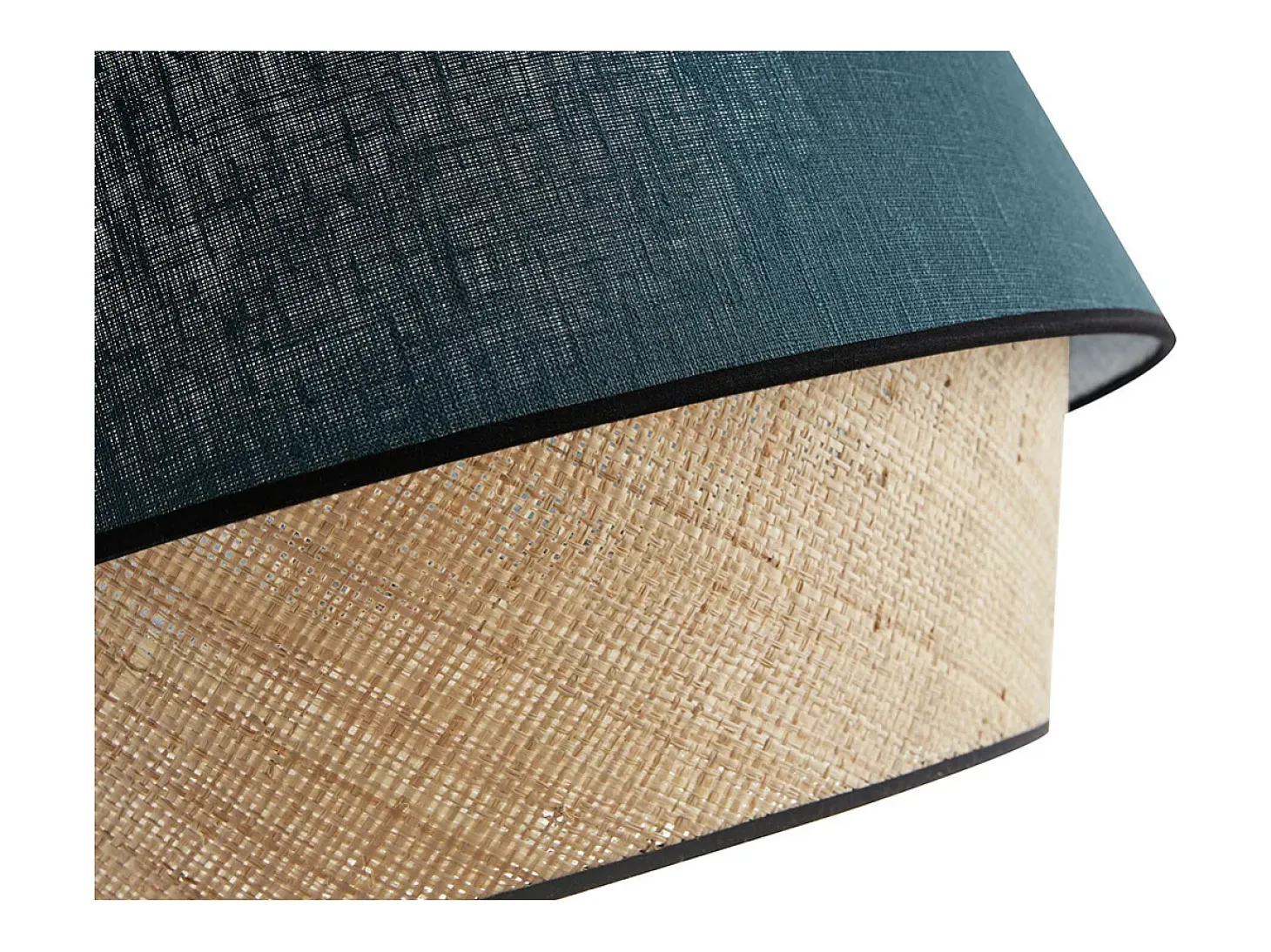 Lámpara de techo de diseño doble material lino azul y rafia natural 45 cm SENSA