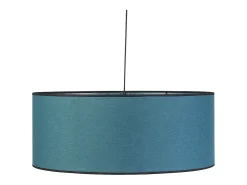 Lámpara de techo de lino azul pavo y rafia 50 cm de diám. TRAVES