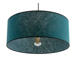 Lámpara de techo de lino azul pavo y rafia 50 cm de diám. TRAVES