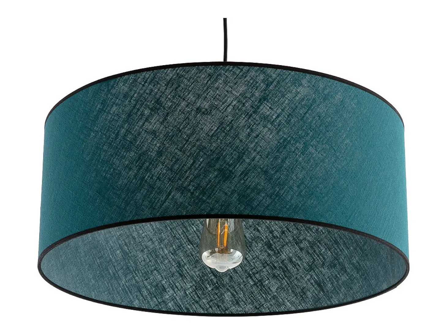 Lámpara de techo de lino azul pavo y rafia 50 cm de diám. TRAVES