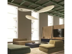 Lámpara de techo de madera y aluminio FISH - estilo moderno - Longitud 142,7 x Anchura 42,8 cm x Alt. 150 cm máx - IP20, LED SMD 26W - 3170 lm - 4K - 120º - blanco