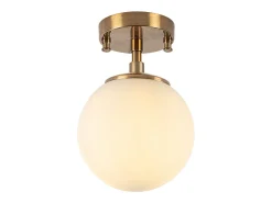 Lámpara de techo de metal con globo - D.15 x Alt. 23 cm - Dorado y blanco - DAMAR