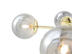 Lámpara de techo de metal y vidrio ahumado brillante - 5 globos - D. 58,5 x Alt. 21 cm - Dorado - SOFIA