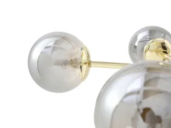 Lámpara de techo de metal y vidrio ahumado brillante - 5 globos - D. 58,5 x Alt. 21 cm - Dorado - SOFIA