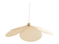Lámpara de techo de tela beige y metal dorado D75 cm - Flora