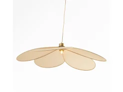 Lámpara de techo de tela beige y metal dorado D75 cm - Flora