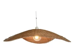 Lámpara de techo de 80x78,5x78,5 cm de ratán en forma redondeada en color marrón Ohana