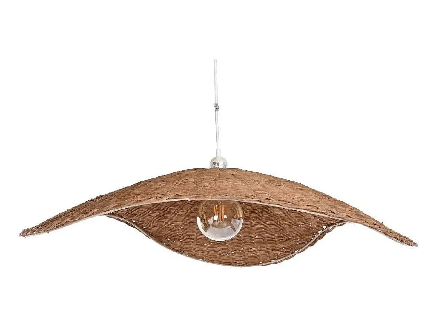 Lámpara de techo de 80x78,5x78,5 cm de ratán en forma redondeada en color marrón Ohana