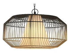 Lámpara de techo de 23x42x42 cm de hierro en forma de jaula en color dorado y negro Idara