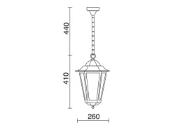 Lámpara de techo ELITE 6 estilo clásico - Alt. 85 cm - E14 70W - Cristal mate - IP44 - aluminio y negro