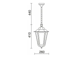 Lámpara de techo ELITE 6 estilo clásico - Alt. 85 cm - E14 70W - Cristal transparente - IP44 - aluminio y negro