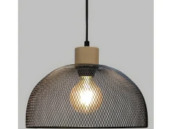 Lámpara de techo en metal y madera semicírculo