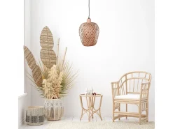 Lámpara de techo Filipinas Bel Air 40W altura regulable madera natural Ø23 cm
