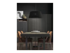 Lámpara de techo FIRENZE estilo clásico y moderno - Alt. 190 cm - Pantalla ø50 cm - E27 60W - IP20 - acero y beige