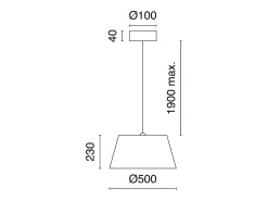 Lámpara de techo FIRENZE estilo clásico y moderno - Alt. 190 cm - cable transparente - Pantalla ø50 cm - E27 60W - IP20 - acero y beige