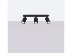 Lámpara de techo Gloow minimalista de aluminio - 3 fuentes luminosas 3000K - L.45 x A.16,5 cm - negro
