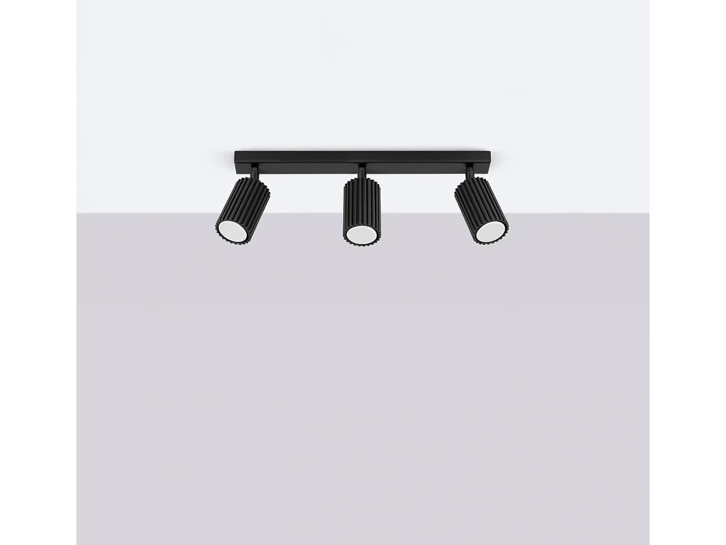 Lámpara de techo Gloow minimalista de aluminio - 3 fuentes luminosas 3000K - L.45 x A.16,5 cm - negro
