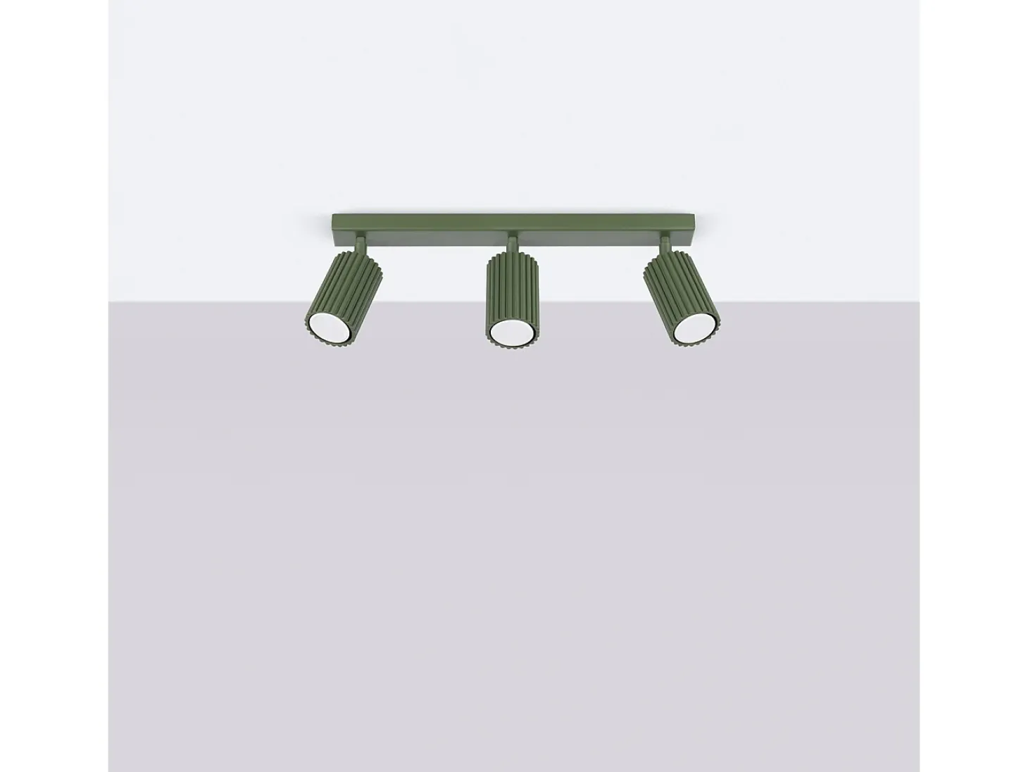 Lámpara de techo Gloow minimalista de aluminio - 3 fuentes luminosas 3000K - L.45 x A.16,5 cm - verde oliva