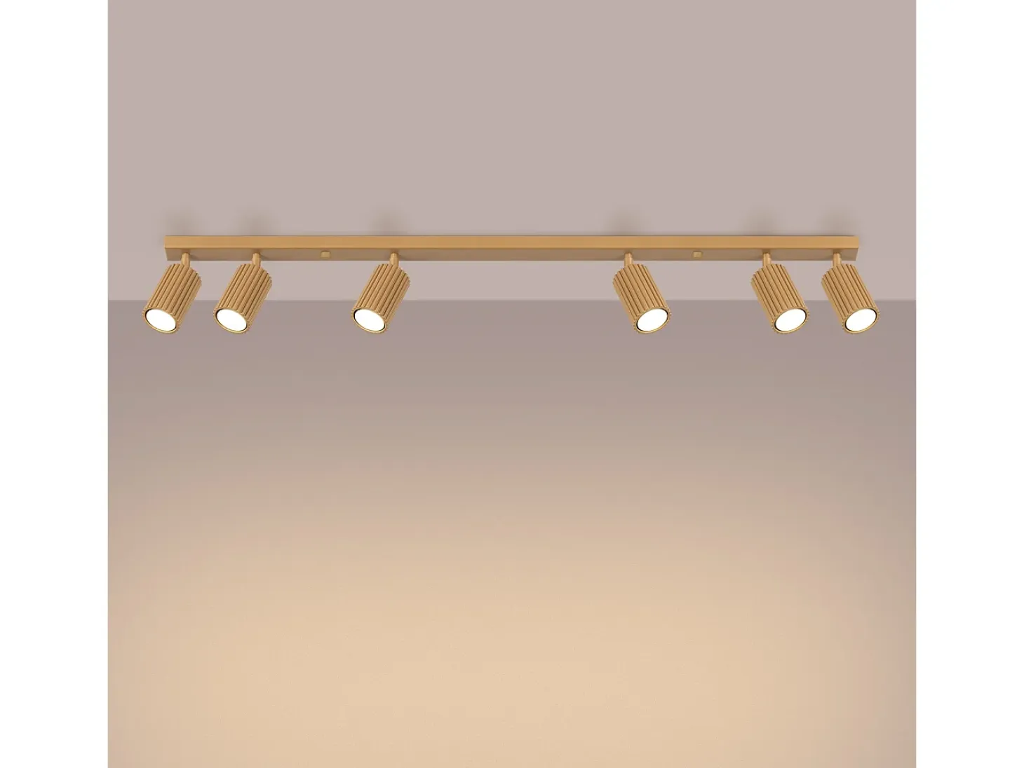 Lámpara de techo Gloow minimalista de aluminio - 6 fuentes luminosas 4000K - L.117 x A.16,5 cm - dorado