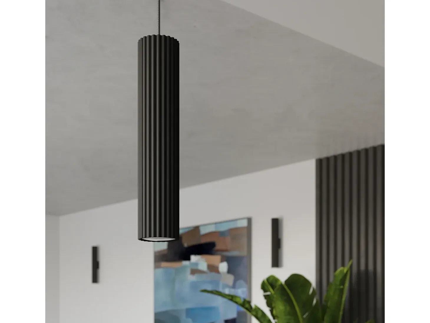 Lámpara de techo Gloow minimalista de aluminio - 1 fuentes luminosas 3000K - L.6,5 x A.40 cm - negro