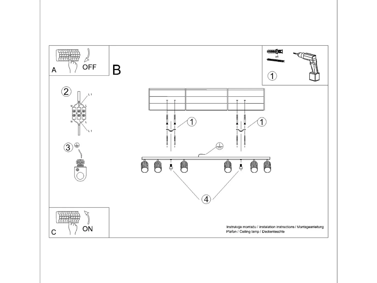 Lámpara de techo Gloow minimalista de aluminio - 6 fuentes luminosas 3000K - L.117 x A.16,5 cm - blanco