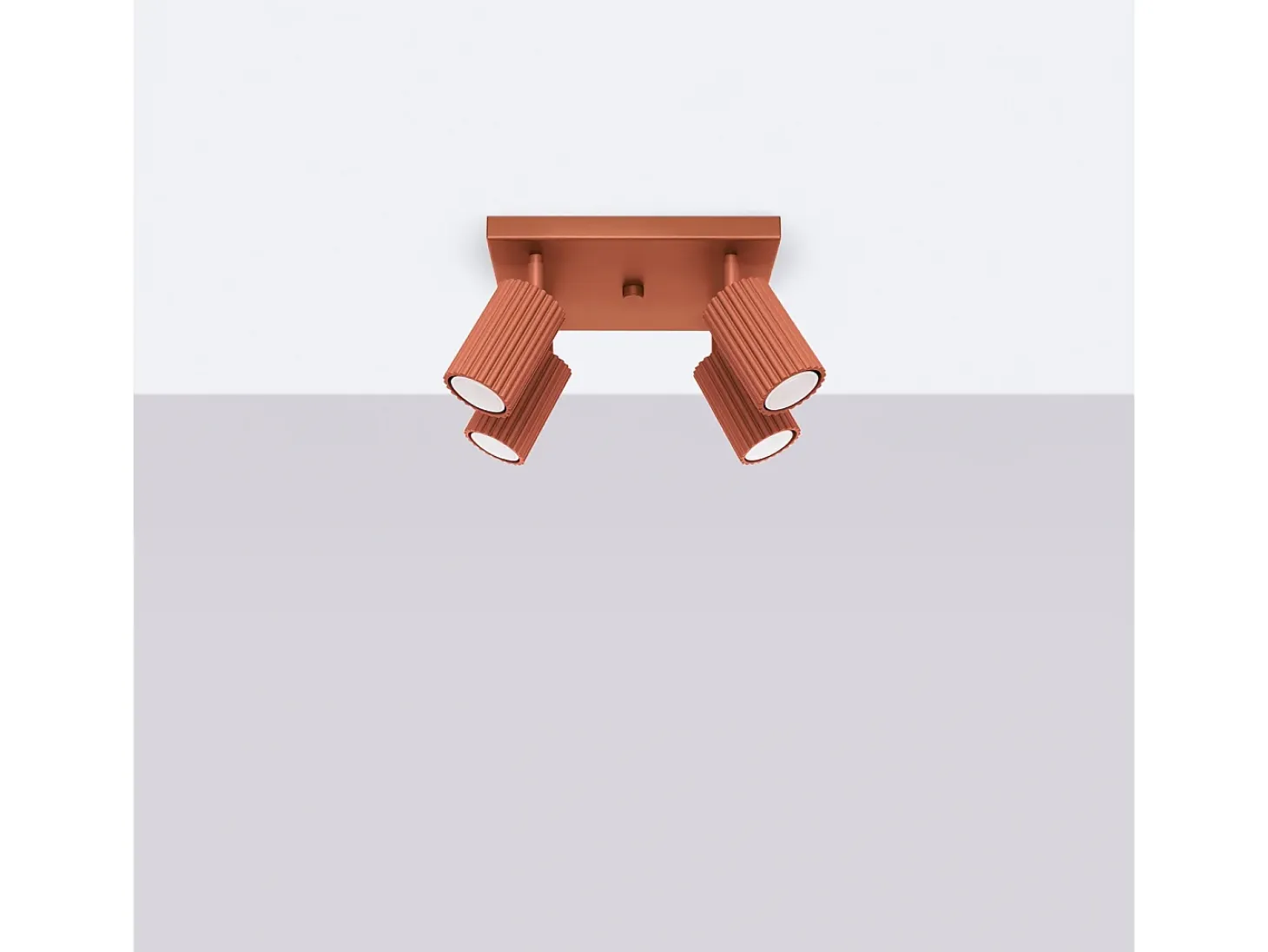 Lámpara de techo Gloow minimalista de aluminio - 4 fuentes luminosas 3000K - L.25 x A.16,5 cm - ocre rojo