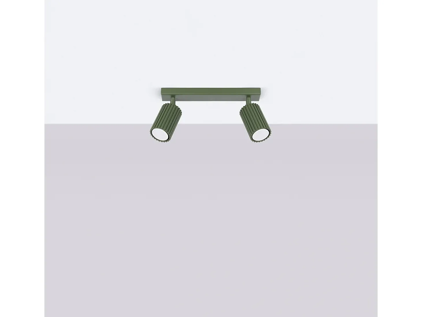 Lámpara de techo Gloow minimalista de aluminio - 2 fuentes luminosas 3000K - L.30 x A.16,5 cm - verde oliva