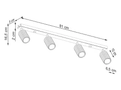 Lámpara de techo Gloow minimalista de aluminio - 4 fuentes luminosas 4000K - L.81 x A.16,5 cm - dorado