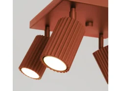 Lámpara de techo Gloow minimalista de aluminio - 4 fuentes luminosas 4000K - L.25 x A.16,5 cm - ocre rojo