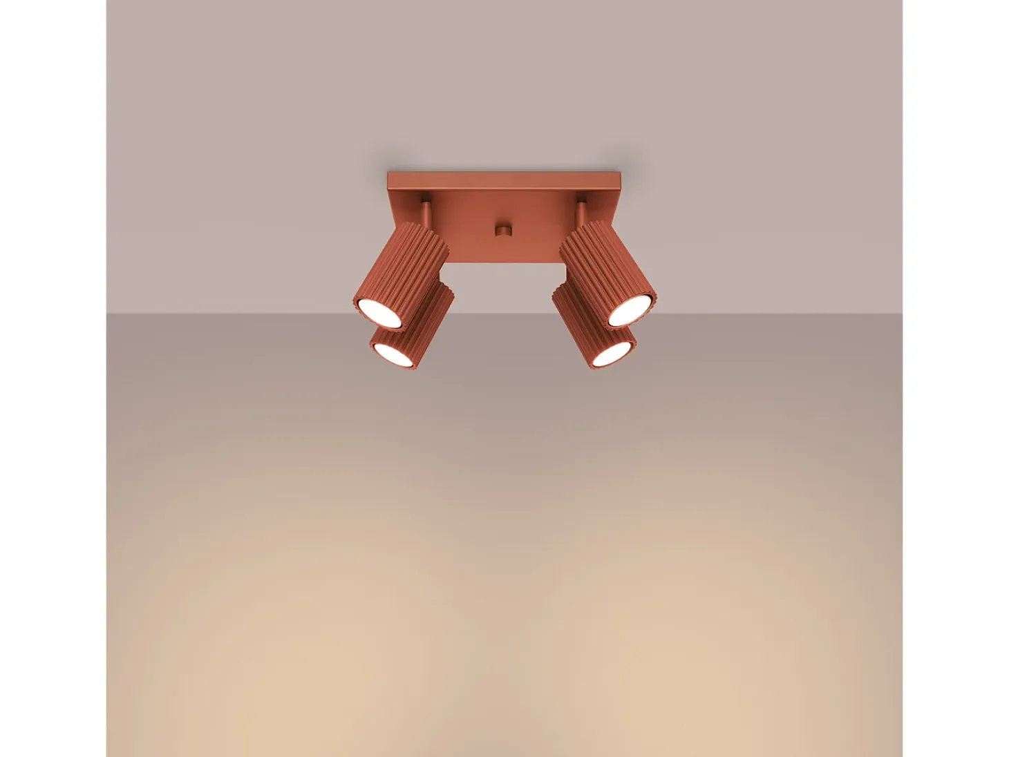 Lámpara de techo Gloow minimalista de aluminio - 4 fuentes luminosas 4000K - L.25 x A.16,5 cm - ocre rojo