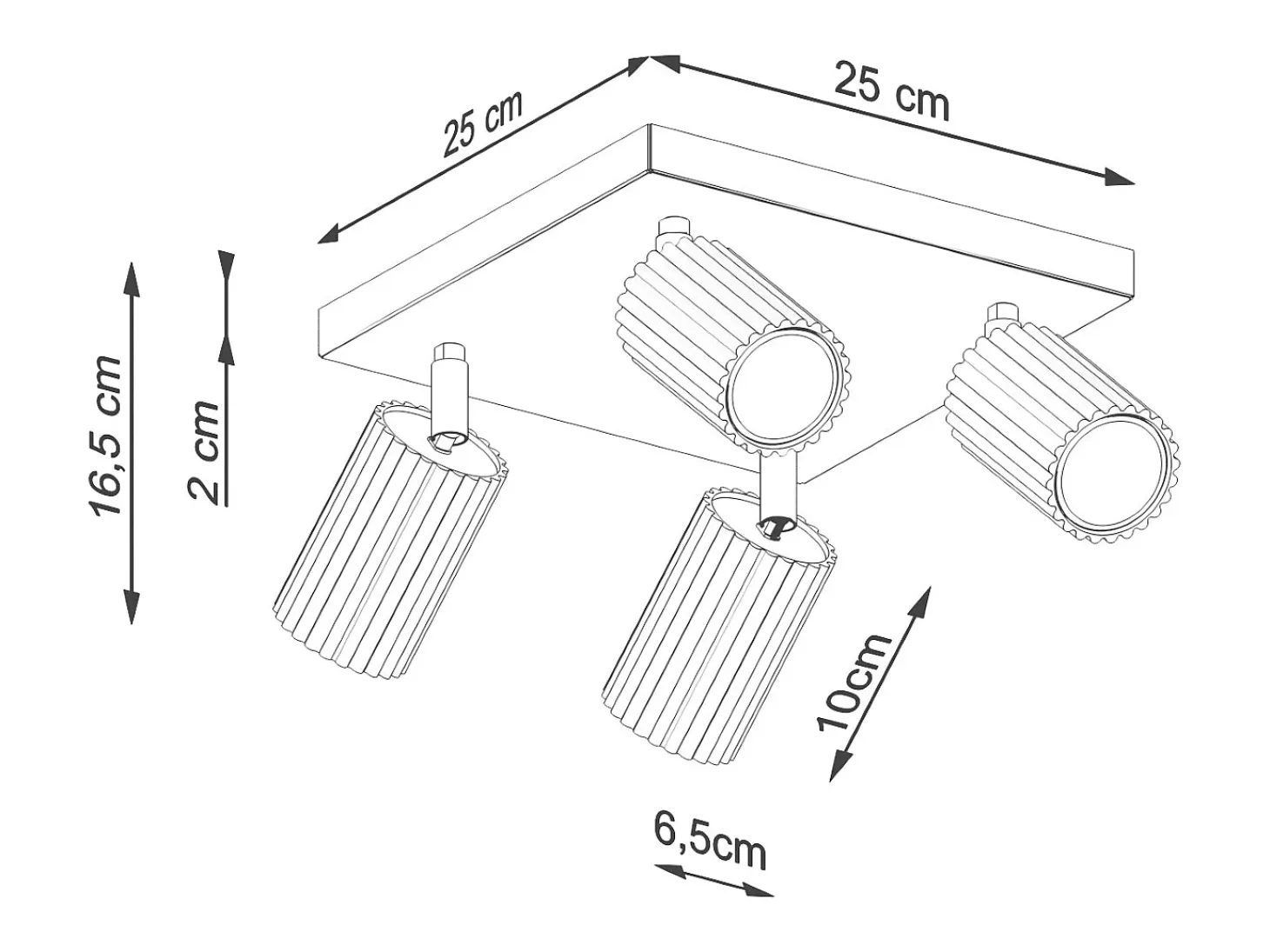 Lámpara de techo Gloow minimalista de aluminio - 4 fuentes luminosas 4000K - L.25 x A.16,5 cm - ocre rojo