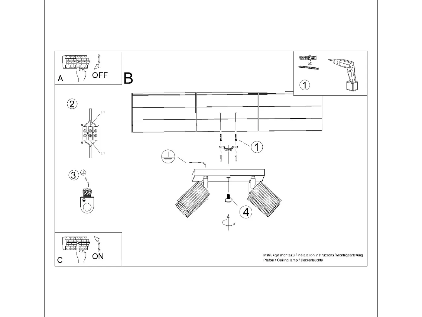 Lámpara de techo Gloow minimalista de aluminio - 4 fuentes luminosas 4000K - L.25 x A.16,5 cm - ocre rojo