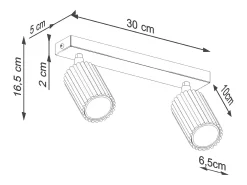 Lámpara de techo Gloow minimalista de aluminio - 2 fuentes luminosas 4000K - L.30 x A.16,5 cm - ocre rojo