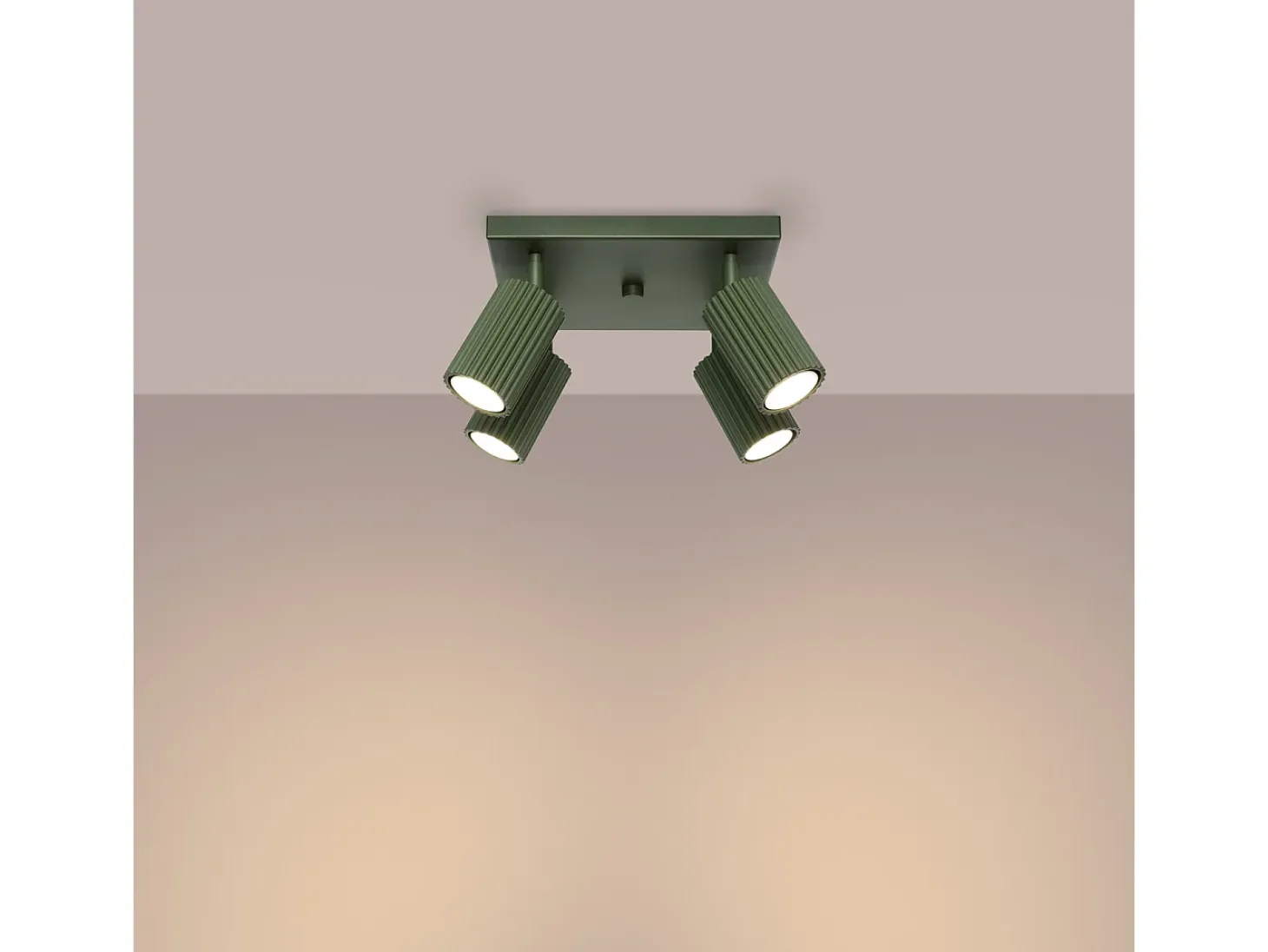 Lámpara de techo Gloow minimalista de aluminio - 4 fuentes luminosas 4000K - L.25 x A.16,5 cm - verde oliva