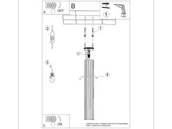 Lámpara de techo Gloow minimalista de aluminio - 1 fuentes luminosas 3000K - L.6,5 x A.60 cm - dorado