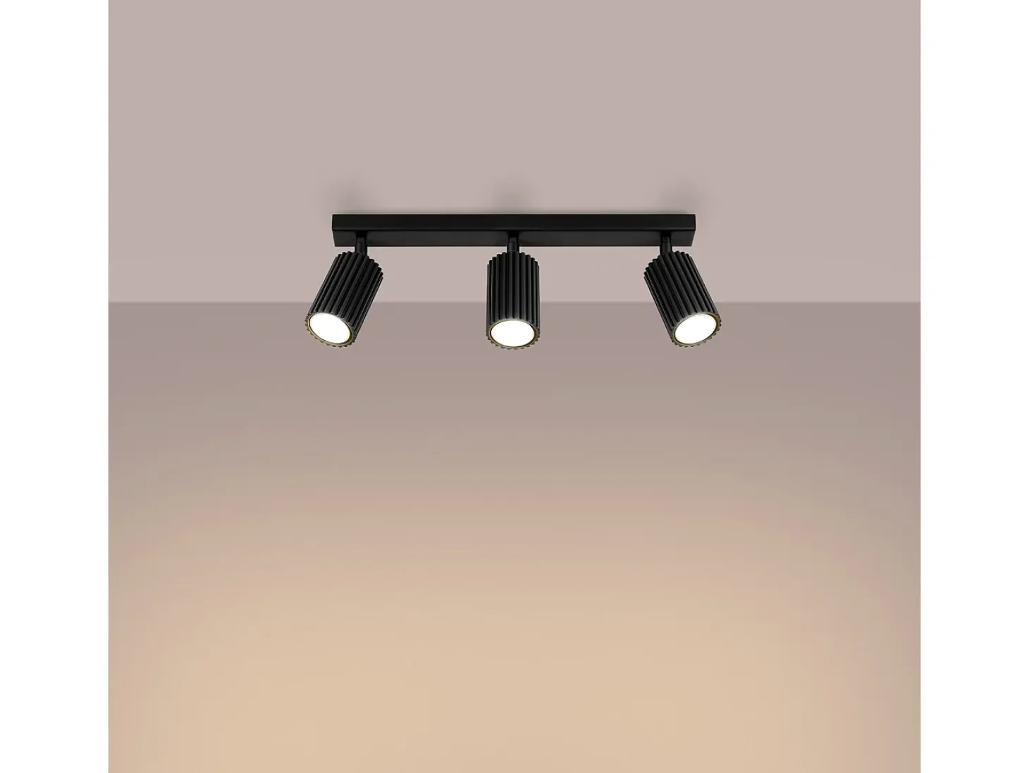 Lámpara de techo Gloow minimalista de aluminio - 3 fuentes luminosas 4000K - L.45 x A.16,5 cm - negro