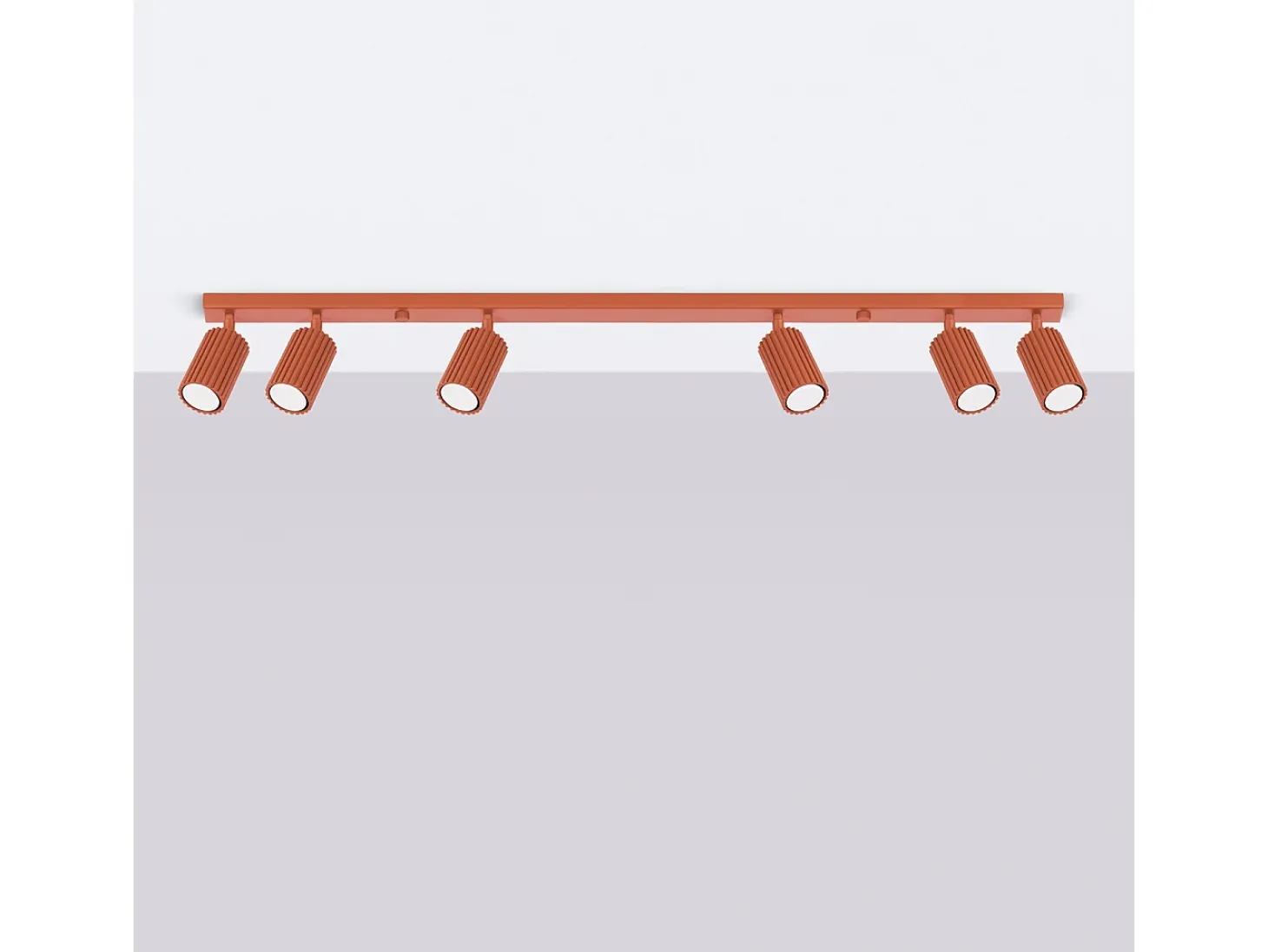 Lámpara de techo Gloow minimalista de aluminio - 6 fuentes luminosas 3000K - L.117 x A.16,5 cm - ocre rojo