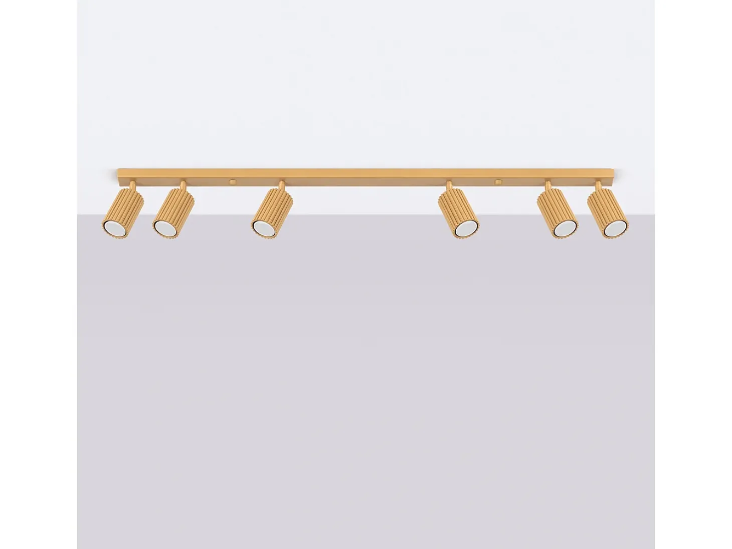 Lámpara de techo Gloow minimalista de aluminio - 6 fuentes luminosas 3000K - L.117 x A.16,5 cm - dorado