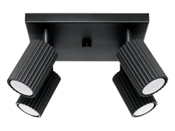 Lámpara de techo Gloow minimalista de aluminio - 4 fuentes luminosas 3000K - L.25 x A.16,5 cm - negro