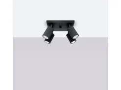Lámpara de techo Gloow minimalista de aluminio - 4 fuentes luminosas 3000K - L.25 x A.16,5 cm - negro