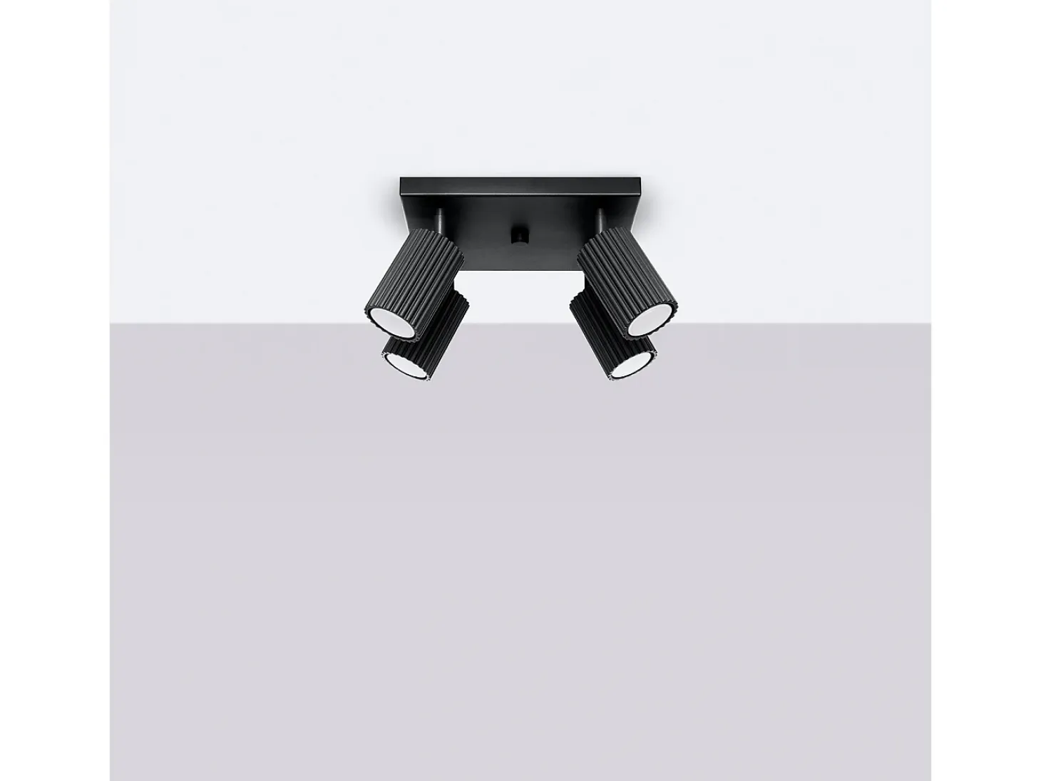 Lámpara de techo Gloow minimalista de aluminio - 4 fuentes luminosas 3000K - L.25 x A.16,5 cm - negro