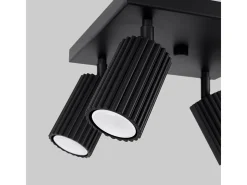 Lámpara de techo Gloow minimalista de aluminio - 4 fuentes luminosas 3000K - L.25 x A.16,5 cm - negro