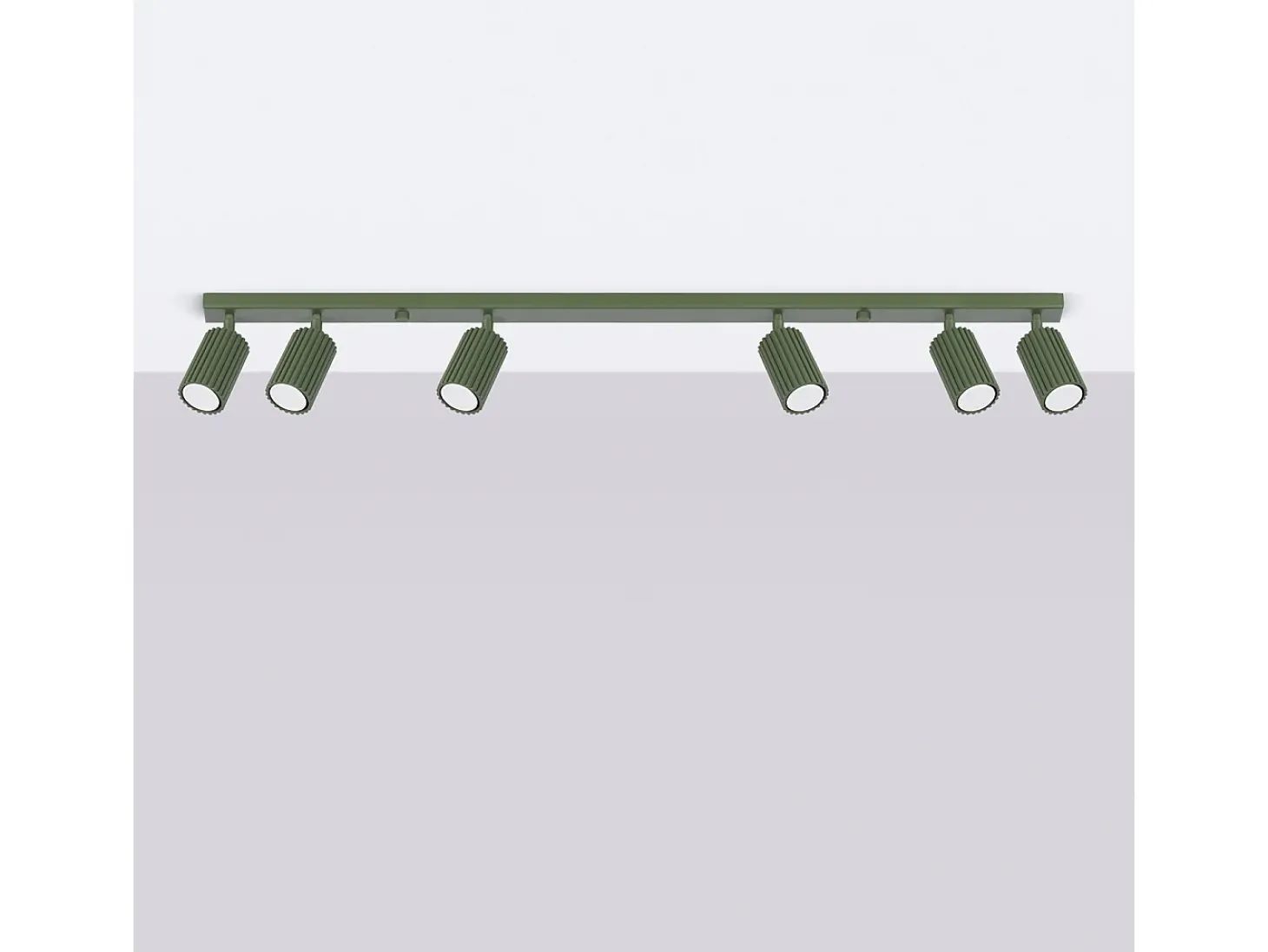 Lámpara de techo Gloow minimalista de aluminio - 6 fuentes luminosas 3000K - L.117 x A.16,5 cm - verde oliva