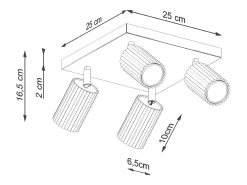 Lámpara de techo Gloow minimalista de aluminio - 4 fuentes luminosas 3000K - L.25 x A.16,5 cm - beige