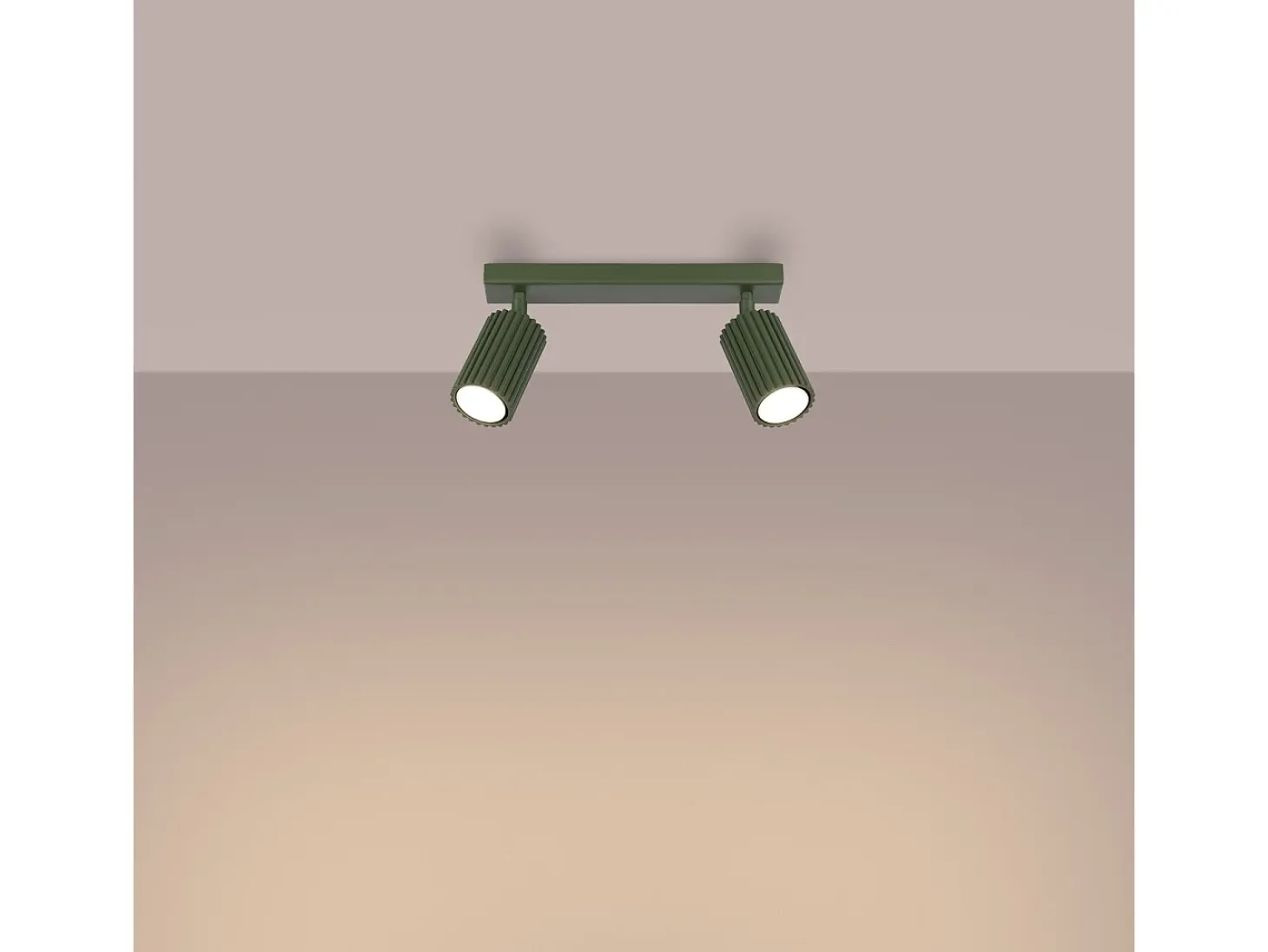 Lámpara de techo Gloow minimalista de aluminio - 2 fuentes luminosas 4000K - L.30 x A.16,5 cm - verde oliva