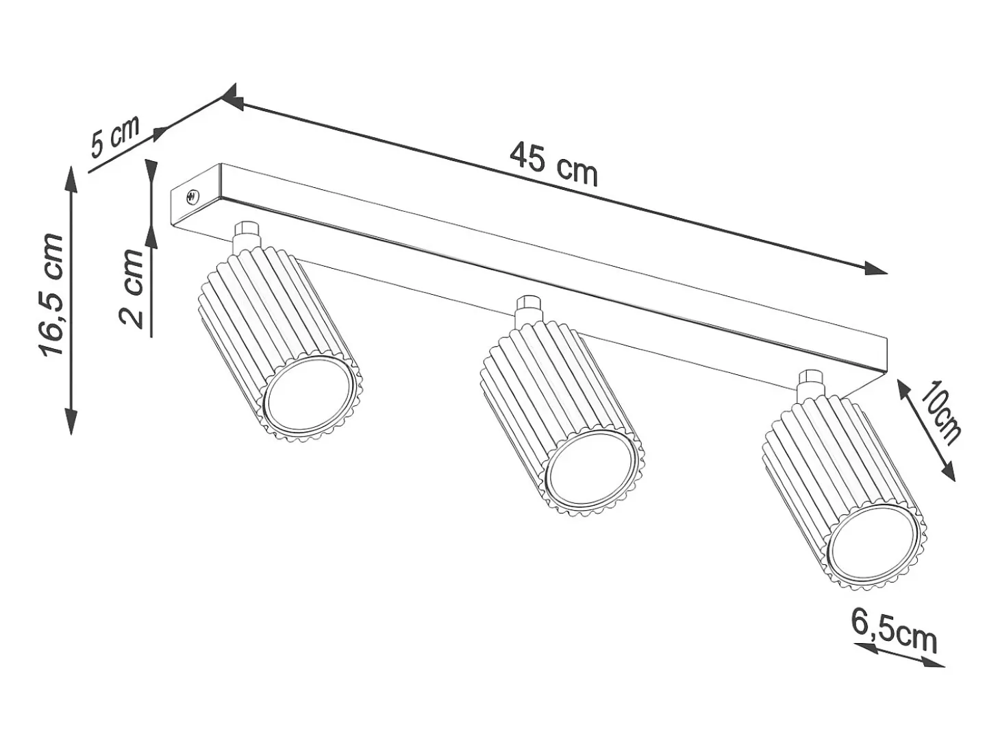 Lámpara de techo Gloow minimalista de aluminio - 3 fuentes luminosas 4000K - L.45 x A.16,5 cm - dorado